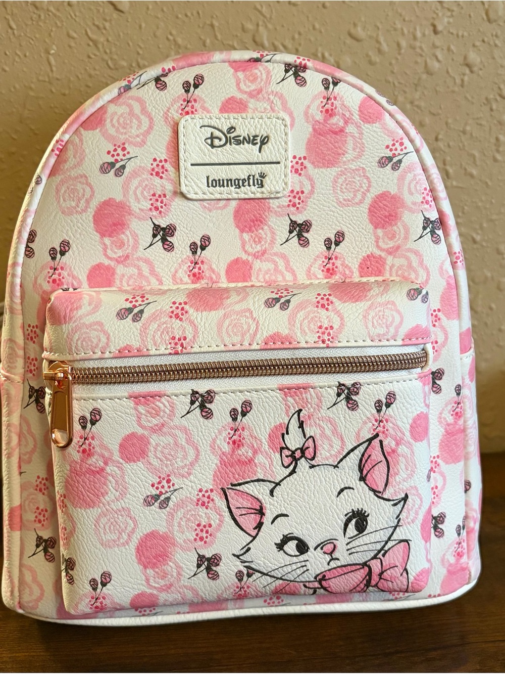 Disney Pink & White Marie Floral Kids Mini Backpack